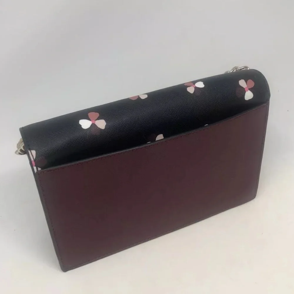 Kate Spade Black and Purple Crossbody Bag with Gold Chain‎
